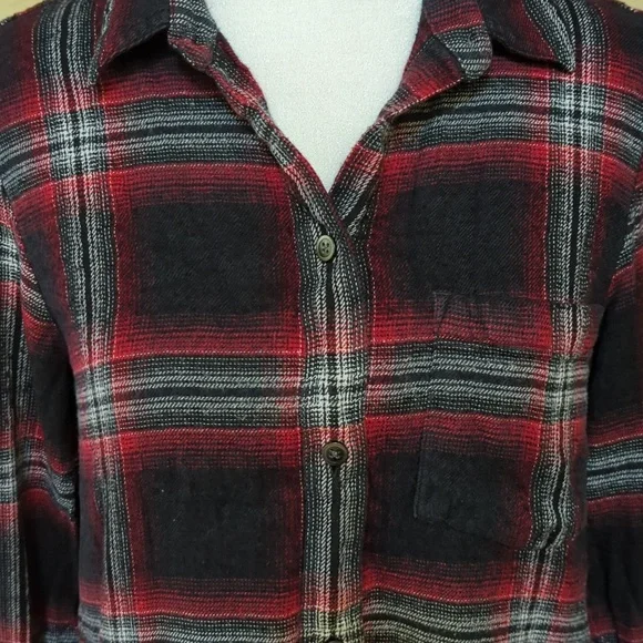 Madewell Flannel Classic Ex-Boyfriend Shirt in Rollins Red Plaid Size Small - Picture 4 of 9